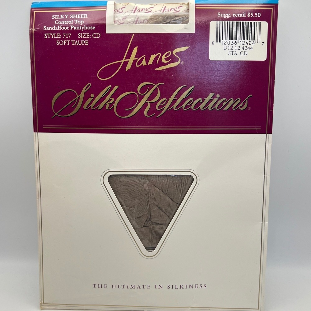 Hanes Silk Reflections Silky Sheer Control Top Sandalfoot Nylons Size CD 1994